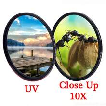 KnightX 二合一 UV + 10 倍近摄滤镜 | 适用于单反镜头的优质光学玻璃配件 | 提供多种尺寸：49mm、52mm、55mm、58mm、62mm、67mm、72mm、77mm - 彩色 - 查看 1