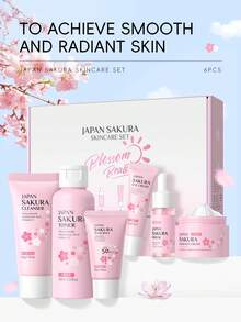 1 套 6 件深层滋养 LAIKOU JAPAN SAKURA 护肤套装，抗衰老（防晒乳液 30g SPF50 & 洁面乳 50g & 爽肤水 100ml & 精华液 17ml & 眼霜 15g & 面霜 25g）紧致护肤礼盒 SPA 亮白面部护理礼物送给女朋友自我护理 - 粉色 - 查看 4