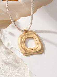 1 件简约不对称几何吊坠扭绳项链，适合女性日常、度假、派对佩戴 - 彩色 - 查看 3