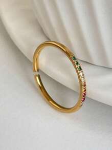 2件套彩色立方氧化锆镀金防水星形戒指套装，珠宝礼品