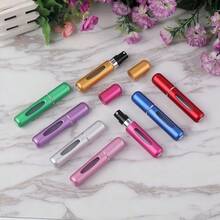 1 5ml Refillable Aluminum Perfume Bottle, Bottom Push Atomizer, Lipstick Shape With Window, Portable And Suitable For Travel And Airplane Use. - Màu Hoa hồng đỏ - Xem 5