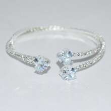 1pc Heart Shaped Zirconia & Rhinestone Wrap Bangle Bracelet