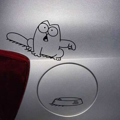 1 adet sevimli ve ilginç çizgi film kedi araba benzin deposu kapağı çıkartması, çok işlevli su geçirmez kendinden yapışkanlı komik çıkartma, araba arka camı için, çoğu araç için uygundur