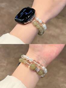 1 件女式猫眼石弹性表带手链，适用于 38/40/41/44/45/49/42/46 毫米系列 11/SE3/Ultra3/Ultra/SE/SE2/10/9/8/7/6/5/4/3/2/1