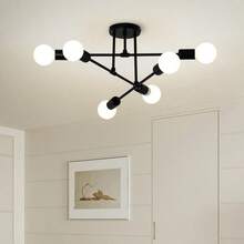 1pc Iron Art Small Living Room Lamp, Nordic Artificial Satellite Pendant Light, Multi-Color 6-Head Ceiling Light, Industrial Style Pendant Lamp (Excluding Bulbs) - Multicolor - View 6