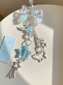 1pc Y2K Style Playful 3D Bow With Star Accents Phone Lanyard