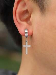 1 件独特的嘻哈风格十字架吊坠耳环，适合日常佩戴，是送给家人和朋友的最佳礼物选择