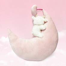 MINISO 羊暖暖-绵羊系列-绵羊系列-暖暖-白色小羊毛绒公仔（月亮款），柔软的绒毛温柔如云朵，暖白色配色搭配温馨滤镜，超感人的闭眼笑容。（1个） - 白色 - 查看 2