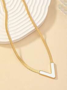 CVNANA 1 Stück stilvoller personalisierter V-förmiger Anhänger Halskette aus Edelstahl - eleganter, simpler Stil, Valentinstag Geschenk mit Alltagsschmuck und Party-Schmuck, ganzjährig raffinierte Metallhalskette für lässige Outfits, formeller Damenschmuck-Accessoire, raffinierter Stil