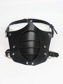 1 chiếc mặt nạ nửa mặt thời Trung cổ Viking, mặt nạ da PU điều chỉnh được, chống bụi, thích hợp cho Halloween, cosplay, đạo cụ LARP. - A - Xem 5