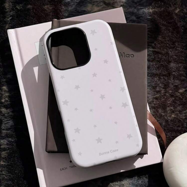 GUCADI 二合一磨砂皮革纹理云朵支架 16/15 Pro Max/13/12 手机壳，高端星空风格，创意韩式设计，防水防震防摔防刮 - 粉 - 查看 5