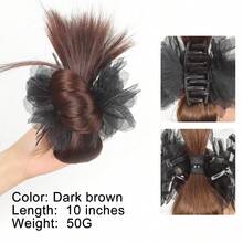 时尚女士蓝花鸡毛发髻，耐热合成发，适合日常发型 - 彩色 - 查看 17