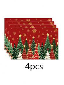 1/2/4/600Pcs Christmas Eucalyptus Theme Placemats, Polyester Placemats, Christmas Eucalyptus Theme Design Style Placemats, Suitable For Christmas Tabletop Decoration, Christmas Party Gathering Home Decor. 30x45cm. - Multicolor - View 12