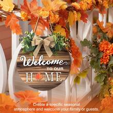 Hatisan Welcome Sign Front Door Decoration, Rustic Round Wood Wreaths Wall Hanging Outdoor, Farmhouse, Porch, Front Door Sign Wreath, For Spring Summer Fall All Seasons Holiday Halloween Christmas - 復古色 - 查看 7