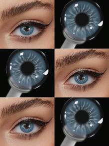 Lalens 返校季 Meta 系列年抛彩色隐形眼镜，1 副灰白色隐形眼镜，自然放大双眼，打造迷人眼妆，柔软舒适，适合万圣节装扮和角色扮演