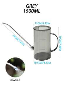 1 件高品质耐用塑料浇水壶，适用于室内外植物 - 带测量标记（毫升/盎司）的基本园艺工具，绿色和透明灰色设计，非常适合家庭使用