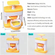 1 套儿童徽章制作器，55 毫米（2.16 英寸）DIY 别针纽扣制作机，便携式压机徽章打孔套件，带 1 个圆形切刀、48 张图案纸和 48 个纽扣零件，多功能创意压机徽章打孔套件，儿童工艺品，理想的圣诞节万圣节 DIY 套件，非常适合学校项目和派对，免安装（某些颜色图案是随机的）
