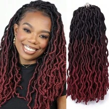 18/24 Inch Goddess Faux Locs Crochet Hair 1/6 Packs/Lot Soft Locs Wavy Crochet Braids Dreadlocks 3 Tone Curly Wavy Twist Braiding Hair Extensions African Roots Braid - Multicolor - View 21