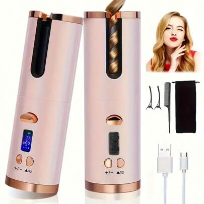 Cordless Automatic Hair Curler Portable Wireless USB Rechargeable Auto Rotating Ceramic Wand Curling Iron Hair Styling Tools