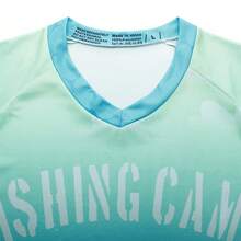 TELEYI 男士3D数码印花长袖防晒衫，速干透气100%涤纶针织面料，V领运动上衣，适合钓鱼、徒步、跑步、健身等运动，常规版型户外运动T恤，几何图案，秋季休闲跑步骑行沙滩装，常规版型T恤，透气面料，春季穿着。 - 彩色 - 查看 6