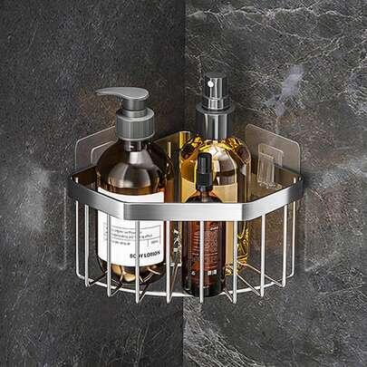 Corner Storage Rack, Non Perforated Wall Mounted Multifunctional Bathroom, Kitchen Corner, Deepened Storage Triangle Basket, Toilet Corner, Raised Storage Rack, Bathroom Storage Rack