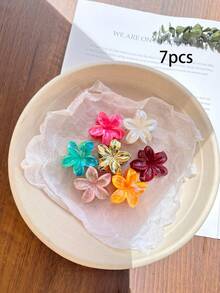 16件/11件/8件/7件 女款 1.57英吋/4cm 小號大花朵髮夾 大理石水波紋花朵造型 馬尾後扣式 - 彩色 - 查看 6