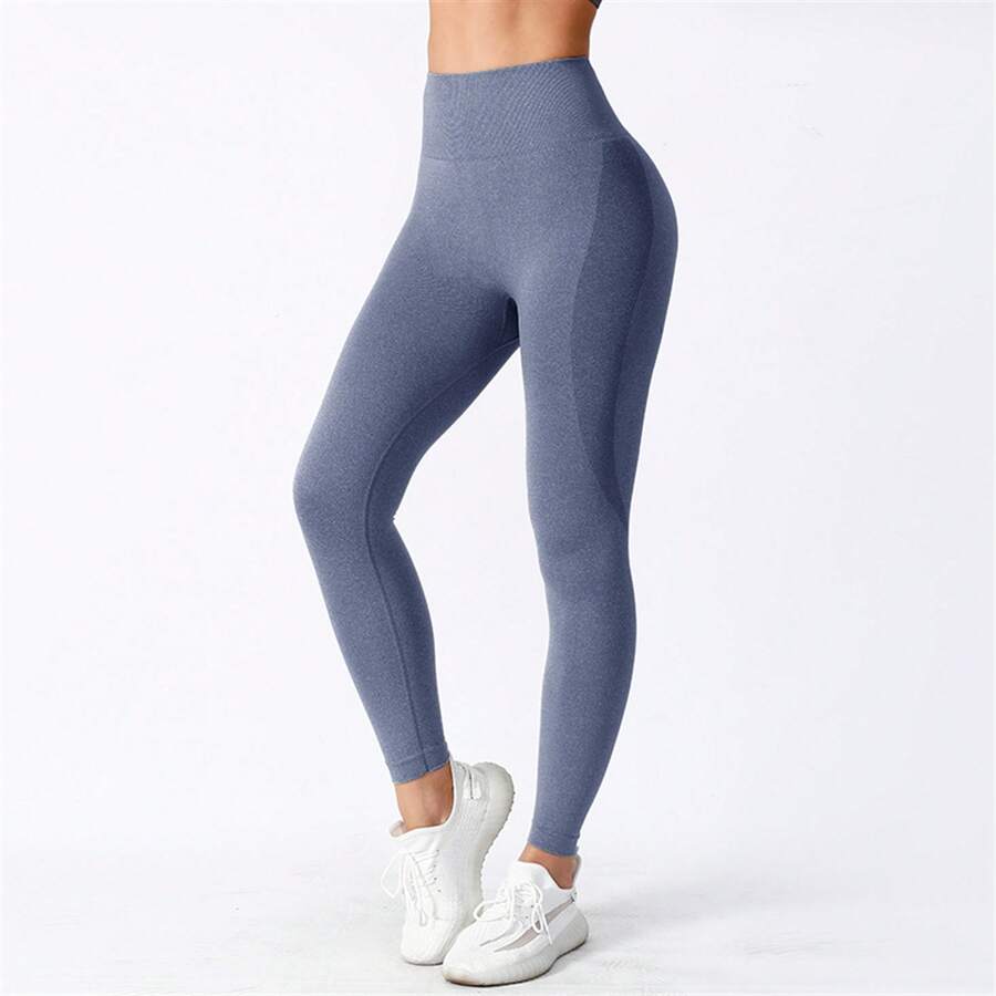 Women High Waisted Seamless Leggings Tummy Control Butt Lifting Workout Running Yoga Cycling Casual - Màu xanh hải quân - Xem 1