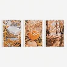 1/3 buc Set de imprimeuri Toamna în pădure, poster cu dovleci, peisaj montan și lac de toamnă, set de 3 imprimeuri, decor rustic natural, fotografie de toamnă 3 - Multicolor - Vizualizare 9