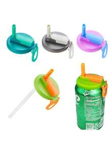 1/2/4pcs Color Soda Can Lids With Straw,Silicone Straws Soda ​Can Covers,Straw Soda Can Lid, Reusable For Can Covers For Soda, Beverage, Juice,Seltzer (To Avoid The Straw Falling Off, Please Install It According To The Steps)