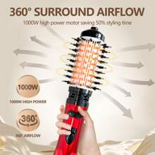 2 en 1 Boucleur de cheveux rotatif et peigne, Sèche-cheveux et coiffeur électrique 2 en 1, 1000W Sèche-cheveux avec revêtement en céramique, conception ergonomique avec tête de brosse de rechange et combo bouclage pour tous types de cheveux, outil de coiffure moelleux, cadeaux de rentrée scolaire