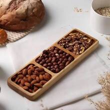 1pc Wooden Tray, Serving Plate, Cheese Board, Two/ Three/ Four/ Five Compartment Food Trays, Circular Barbecue Plates For Holding Meat, Cheese, Nuts And Fruits, Multi-Functional Fruit Trays, Appetizer Creative Snack Trays, Household Dessert Plates, Reusable Fruit Trays, Kitchen Decorations, Kitchen Supplies, Candy Wedding Storage Trays