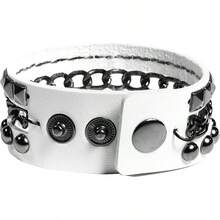 Eigso 3 Pcs Leather Punk Bracelets Men Women Of Rock Rivet Wrap Retro Spike Bracelet Adjustable - 白色 - 查看 8