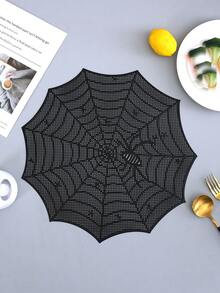1/4/6pcs Decorative PVC Table Runner, Placemat, Coaster, Home Restaurant Decor, Holiday Supplies, Party Gifts, Theme Set - Black - View 6