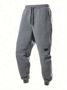 Men's Fashionable Casual Sports Pants, Fitness Pants, Regular Style, Elastic Waistband, Adjustable Elastic With Adjustable Drawstring, Pockets On Both Sides - Convenient For Carrying And Storing Items, Comfortable Fabric - Breathable And Sweat Absorbing, Suitable For Fitness, Training, Playing Ball, Running, Camping, Leisure Hiking, Various Outdoor Activities, As Well As Daily Wear, Suitable For Autumn And Winter Wear - 深灰色 - 查看 3