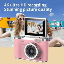 18X Optical Zoom Compact Digital Camera With 48MP Auto Focus, 4K Video, Face Detection, 2.4" Flip Screen, Rechargeable Battery - LK-007 Pink - View 3