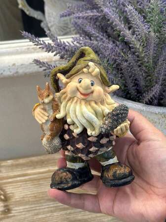 1pc Resin Pine Nut Gnome Figurine, Home Desk Decor, Small Gift For Friends, Christmas Decoration