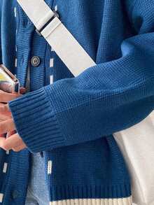 New Korean Street Style Casual Knit Cardigan Top For Men, Button-Up Cardigan , Fall Winter