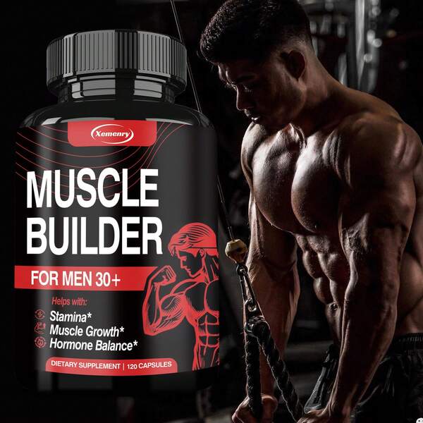 XEMENRY Suplemento para aumentar la masa muscular - Apoya el crecimiento muscular, el aumento de masa muscular, el apoyo a la actividad anabólica, el desarrollo muscular, el aumento de fuerza - 120 piezas