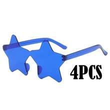 1-10副 - 无框五角星形眼镜，透明糖果色，派对眼镜，适合作为派对礼品，完美适用于泳池派对、海滩派对、夏季派对、生日派对、嘉年华、趣味活动或派对赠品（颜色随机）。