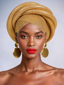 女士夸张非洲头巾交叉帽檐立体造型高档宴会头饰 - 彩色 - 查看 9