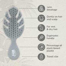Cepillo desenredante para rizos de cabello, rosa pálido, cerdas ultra suaves que se deslizan a través de los enredos con facilidad, todo tipo de cabello, sin puntas abiertas y sin dolor, para cabello húmedo o seco - Gris - Ver 4
