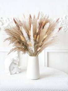 52枝蒲苇、小芦苇、兔尾草、尘土飞扬的小芦苇，家居装饰混搭，干燥花花束，适合庭院装饰，室内装饰（仅限干草）