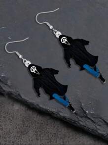 1 对创意尖叫鬼亚克力吊坠耳环 - 采用卡通人物设计，休闲风格，不锈钢挂钩，防过敏，女士珠宝，适合日常佩戴、送礼、万圣节、圣诞节、派对和全年使用，是送给家人和朋友的完美节日和生日礼物 - 彩色 - 查看 2