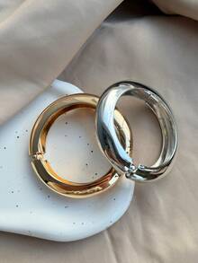 1 Piece Asymmetrical Geometric Bracelets With Gold And Silver Spring Clasp In Minimalist Style - IPL256096-1 - 查看 1