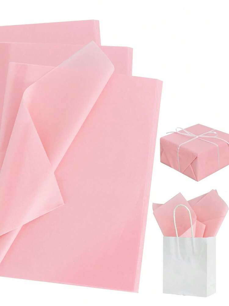 20/100/200/300張粉色藝術薄棉紙 50x35cm 禮品包裝紙，適用於禮物包裝、遊戲、生日、母親節、畢業典禮、手工DIY紙花 - 粉色 - 查看 2