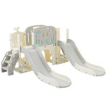 Große 7-in-1-Spielanlage für Kinder mit Rutsche, Schaukel, Kletterplattform, praktischem Unterschrank, Lochbohrspiel, Basketballkorb & Treppe - Premium-Spielgerät aus hochwertigem Polyethylen (HDPE) für Garten, Terrasse oder Indoor | Sicher & stabil | Ozeanball nicht enthalten