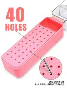 40孔镜面美甲钻头收纳盒，新款多色美甲钻头整理盒，带透明盖，桌面美甲钻头展示收纳盒 - 彩色 - 查看 4