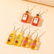 1 对时尚简约精致高端酒瓶树脂耳环 - 彩色 - 查看 6