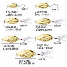 2PCS Spoons Lure Gold/Silver Metal Swimbait 2.5-20g Casting Lure 2.6-5.3cm Artificial Hard Bait Sinking For Trout Bass
