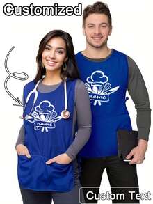 1PC Personalized Custom Hair Stylist Apron, Customized Kitchen Cooking Apron,2-Pocket Quick-Dry Apron For Home For Men And Women, Modern Polyester Oil-Proof Apron,Quick-Dry, Solid Color, Kitchen And Home Use